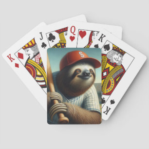 Sloth Baseball Player Playing Cards