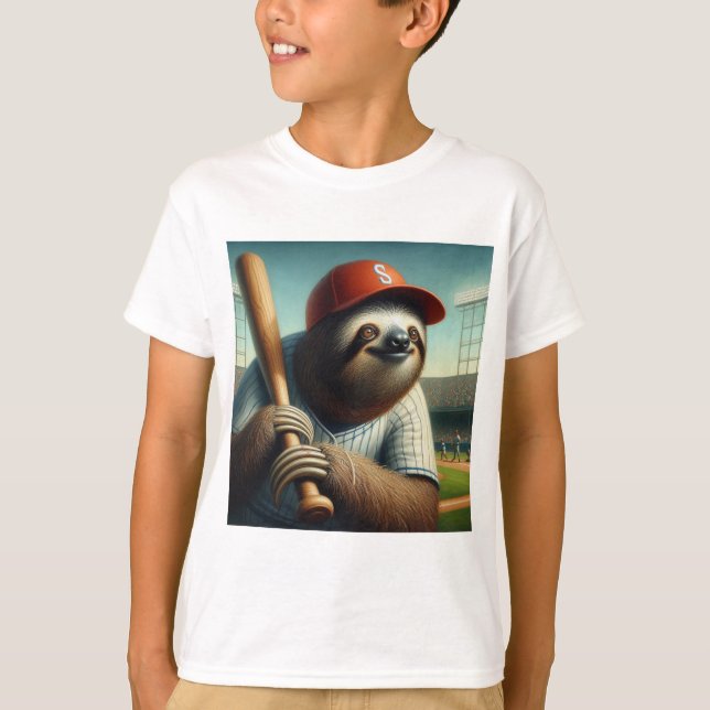 Sloth Baseball Player T-Shirt (Front)