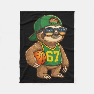Sloth Basketball 67 Gen Alpha Slang Srts Men Boys  Fleece Blanket