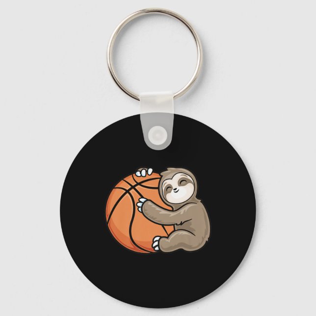 Sloth Basketball Player Sports Animal Lover Keychain (Front)