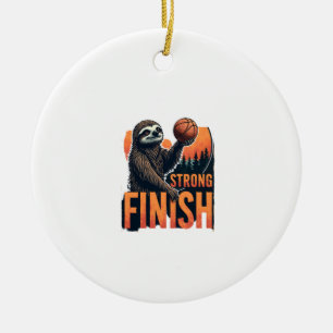 Sloth Basketball Vintage Funny Retro Dunk Shirt 2 Ceramic Ornament