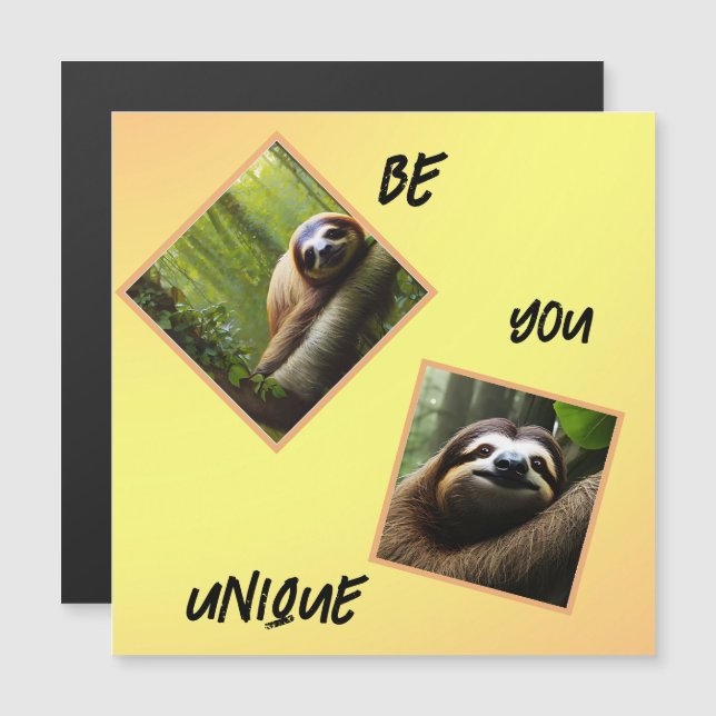 Sloth "Be You Unique", Magnetic Card (Front/Back)