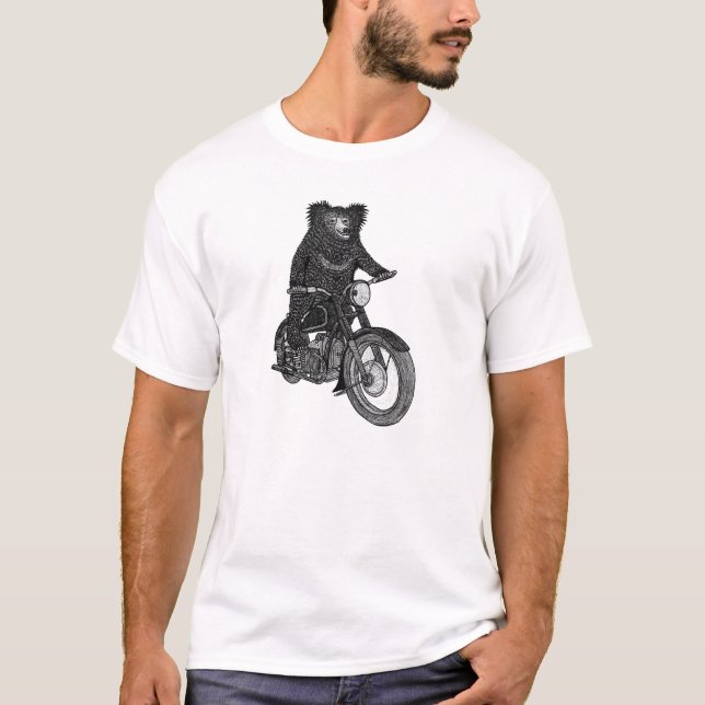 Sloth Bear on Motorbike T-Shirt (Front)
