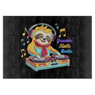  Sloth Beats retro vintage vibrant Cutting Board