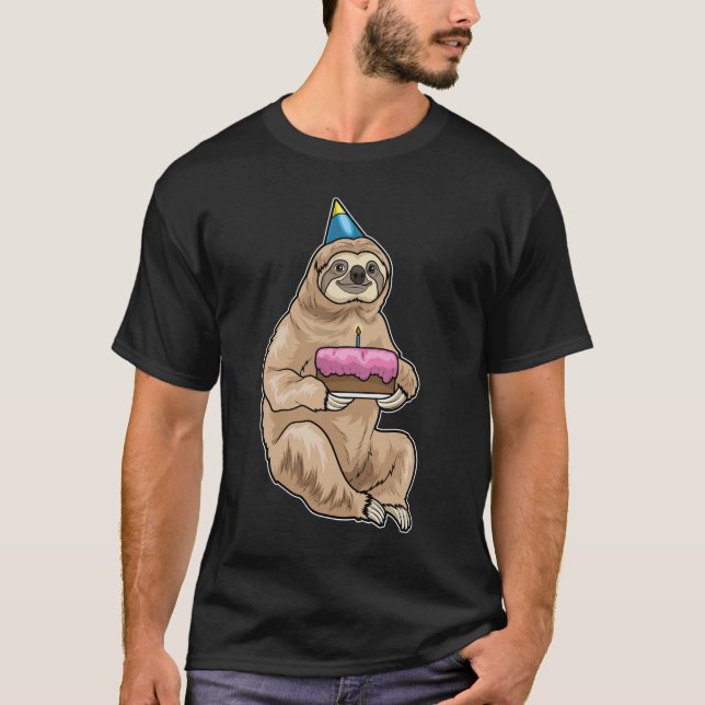 Sloth Birthday Cake T-Shirt (Front)