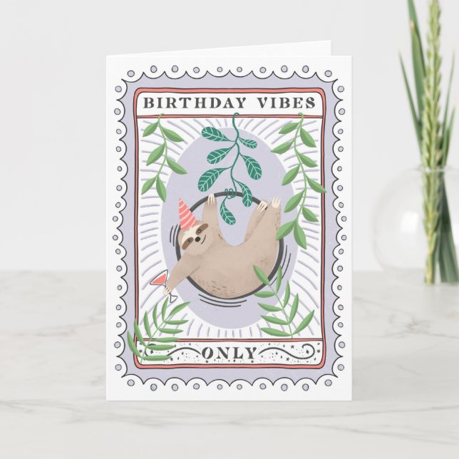 Sloth Birthday Card | Aerial Hoop Sloth (Front)