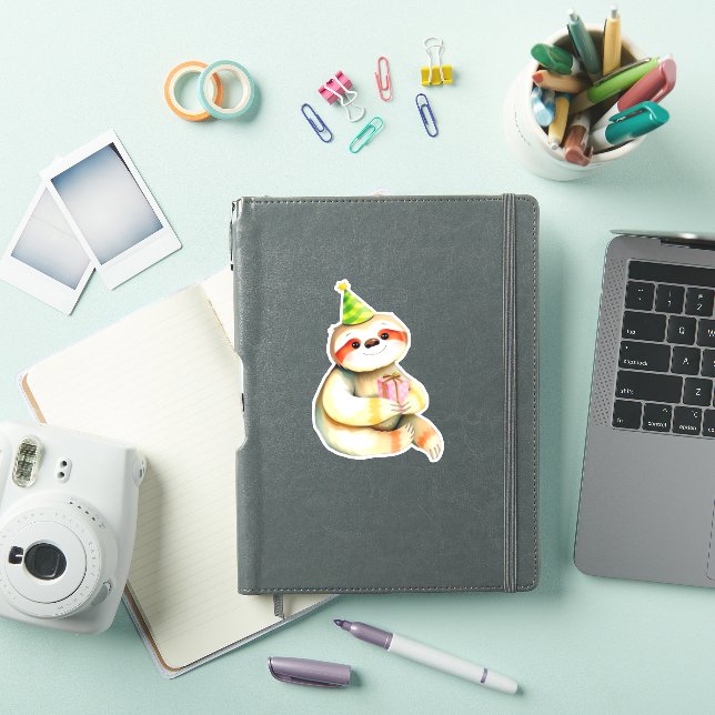 Sloth birthday gift cute funny happy party hat Cla (iPad Cover)