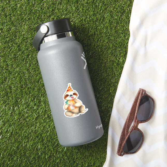Sloth birthday gift cute funny happy party hat Cla (HydroFlask Insitu)