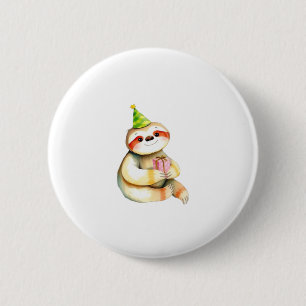 Sloth birthday gift cute funny happy party hat Cla 2 Inch Round Button