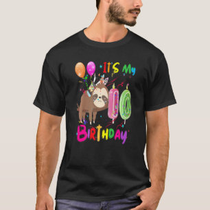 Sloth Birthday It's My 10th Birthday Girls Sloth T-Shirt