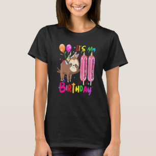 Sloth Birthday It's My 11th Birthday Girls Sloth T-Shirt