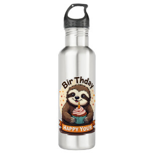 Sloth Birthday Shirt Vintage Cake Animal Graphic 710 Ml Water Bottle