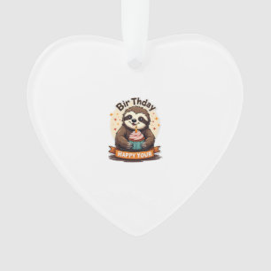 Sloth Birthday Shirt Vintage Cake Animal Graphic Ornament