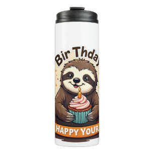Sloth Birthday Shirt Vintage Cake Animal Graphic Thermal Tumbler