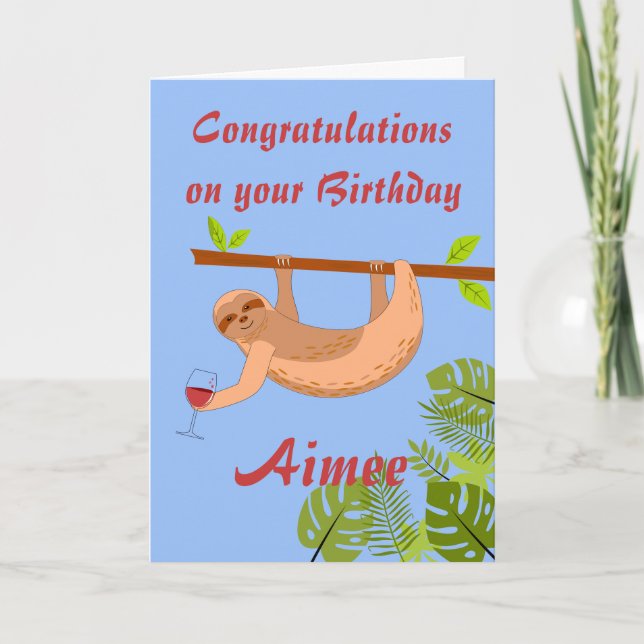 Sloth BirthdayFélicitations Carte de voeux pliée (Devant)