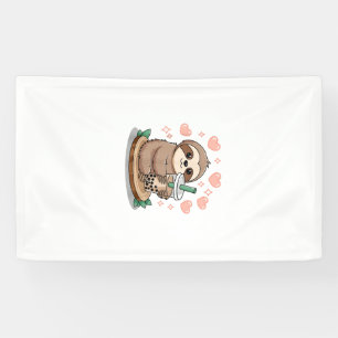 Sloth Boba Tea Bubble Tea T-Shirt Banner