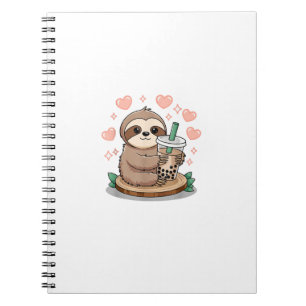 Sloth Boba Tea Bubble Tea T-Shirt Notebook