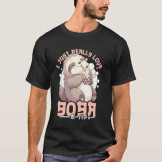 Sloth Boba Tea Kawaii Bubble Tea Sloth Anime Neko  T-Shirt