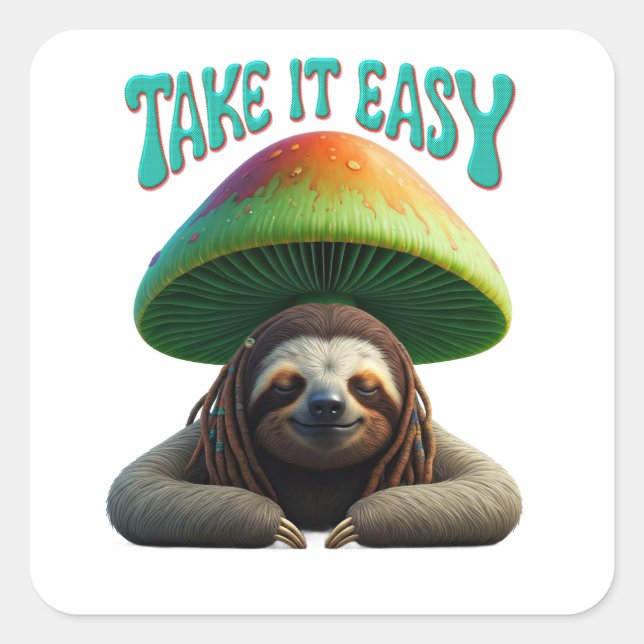 Sloth Boho Hippie custom personalized Hippie  Square Sticker (Front)
