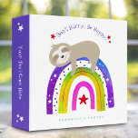 Sloth Boho Rainbow Don’t Hurry Be Happy Cute Fun Binder<br><div class="desc">“Don’t Hurry. Be Happy.” Words to live by. A sweet, playful visual of a cute, kawaii, sloth relaxing on a colourful, boho rainbow with purple and aqua handwritten typography has the right idea. An adorable white star pattern overlaying spring green is on the back. Make organizing fun with this adorable,...</div>