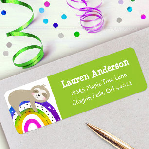 Sloth Boho Rainbow Modern Kawaii Birthday Address