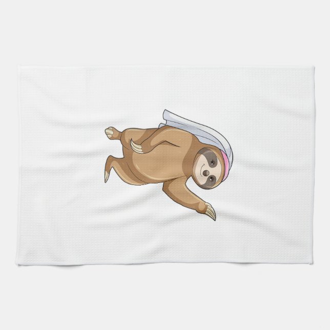 Sloth Bride Veil Wedding T-Shirt Kitchen Towel (Horizontal)
