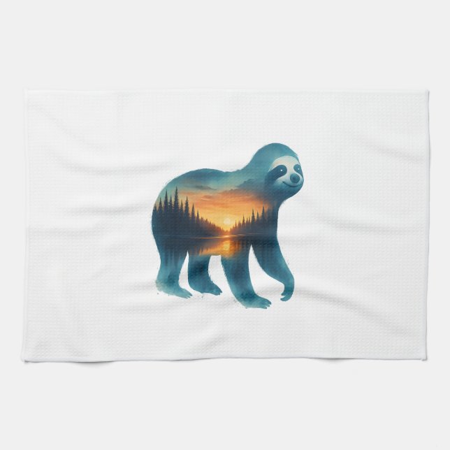 Sloth Camping Lover Kitchen Towel (Horizontal)