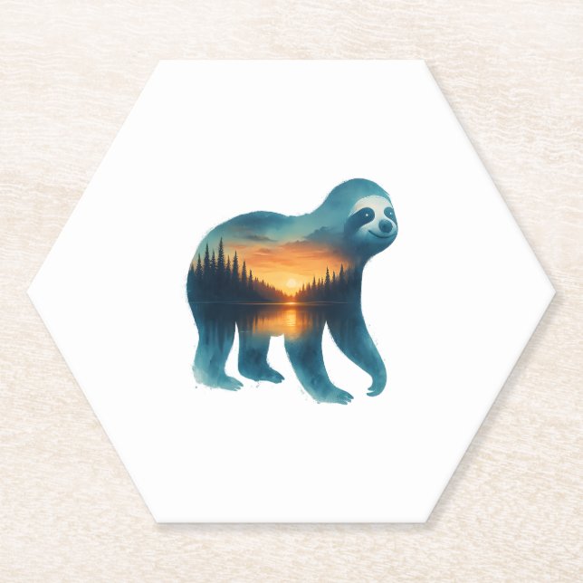 Sloth Camping Lover Paper Coaster (Front)