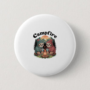Sloth camping Team Official campfire 2 Inch Round Button