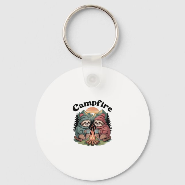 Sloth camping Team Official campfire Keychain (Front)