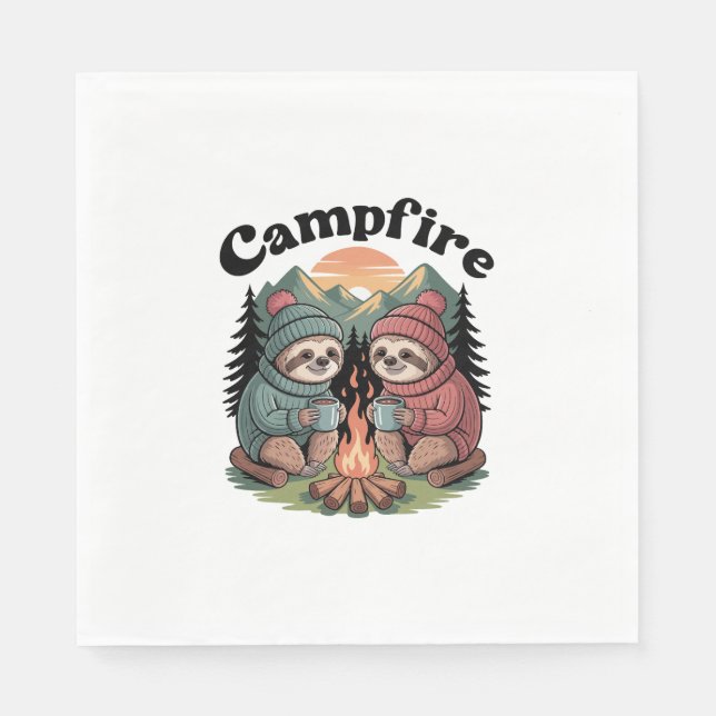 Sloth camping Team Official campfire Napkin (Front)