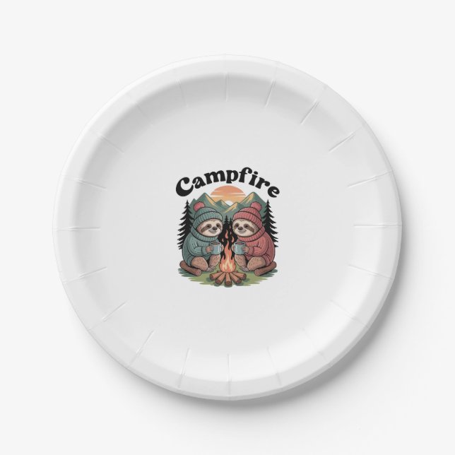 Sloth camping Team Official campfire Paper Plate (Front)