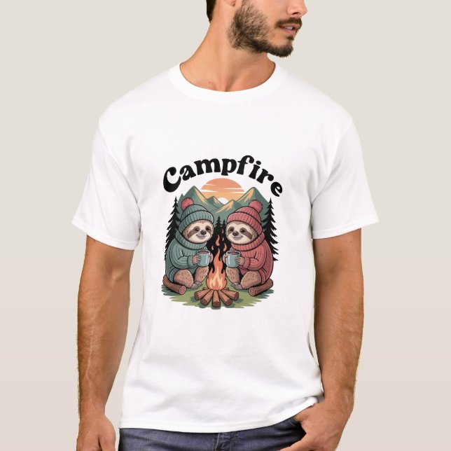Sloth camping Team Official campfire T-Shirt (Front)