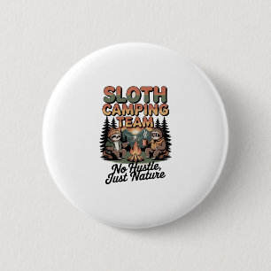 sloth camping team with nature 2 inch round button
