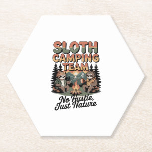 sloth camping team with nature paper coaster