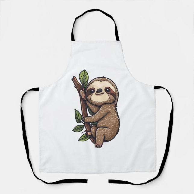 Sloth cartoon illustration apron (Front)
