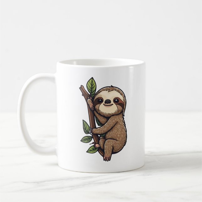 Sloth cartoon illustration coffee mug (Left)