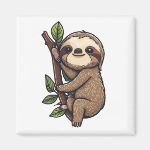 Sloth cartoon illustration magnet