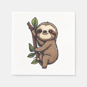 Sloth cartoon illustration napkin