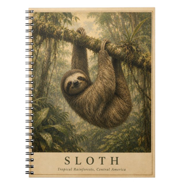 Sloth Central America VINTAGE Notebook (Front)