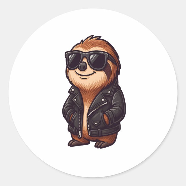 Sloth Chill Mood Classic Round Sticker (Front)