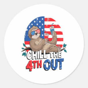 Sloth Chill the 4th out Patriotic USA Classic Round Sticker