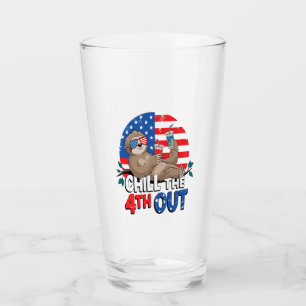 Sloth Chill the 4th out Patriotic USA Glass