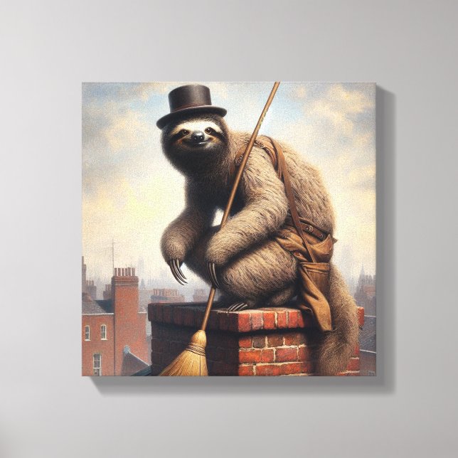 Sloth Chimney Sweep Canvas Print (Front)