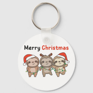 Sloth Christmas Cute Sloths Merry Christmas Keycha Keychain