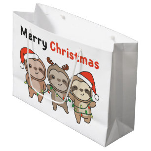Sloth Christmas Cute Sloths Merry Christmas Large Gift Bag