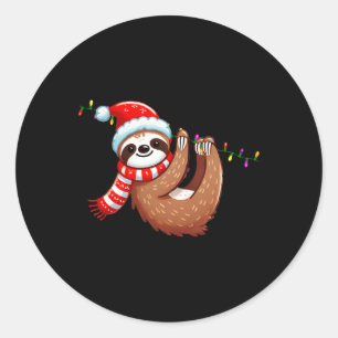 Sloth Christmas Decoration - Sloth Christmas Tree Classic Round Sticker