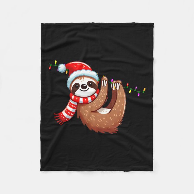 Sloth Christmas Decoration - Sloth Christmas Tree  Fleece Blanket (Front)