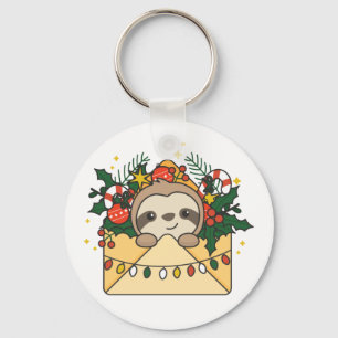 Sloth Christmas Letter Winter Animals Sloths Keych Keychain