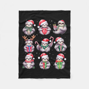 Sloth Christmas Lights Funny Sloths Lover Animal P Fleece Blanket